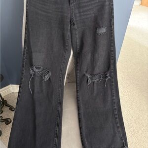 Garage Distressed Charcoal Flare Jeans